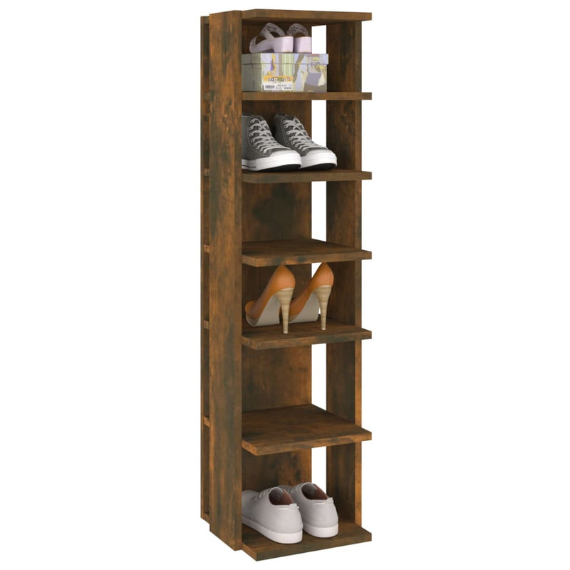vidaXL 2 db füstös tölgy színű szerelt fa cipőtartó 27,5 x 27 x 102 cm