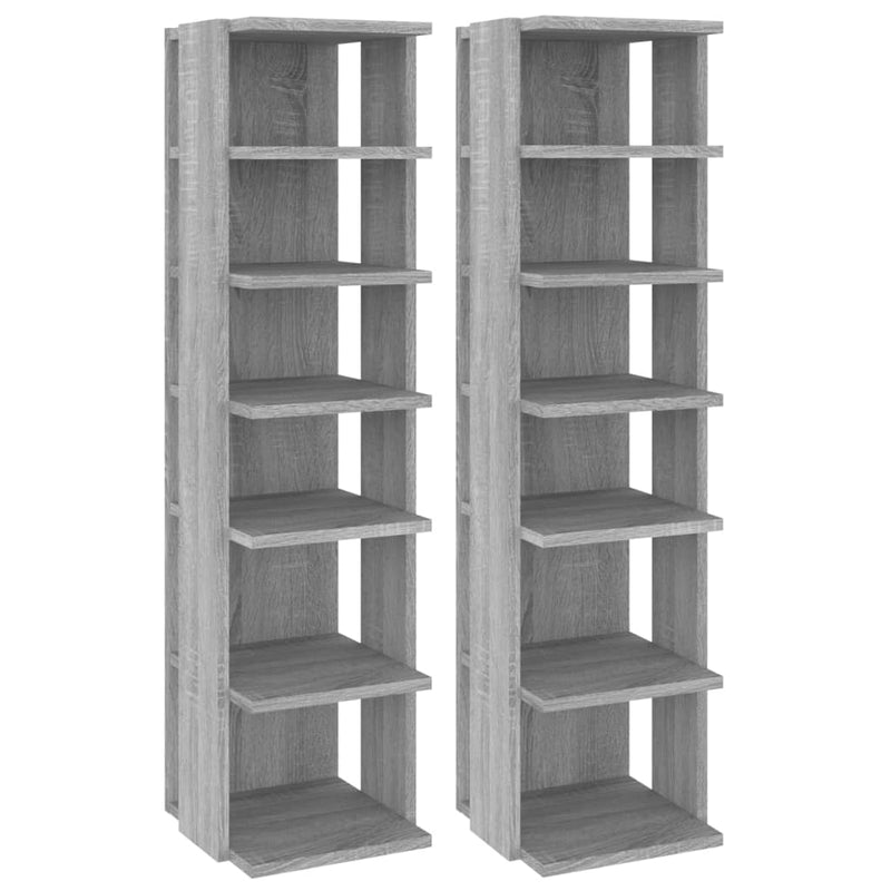 vidaXL 2 db szürke sonoma színű szerelt fa cipőtartó 27,5x27x102 cm