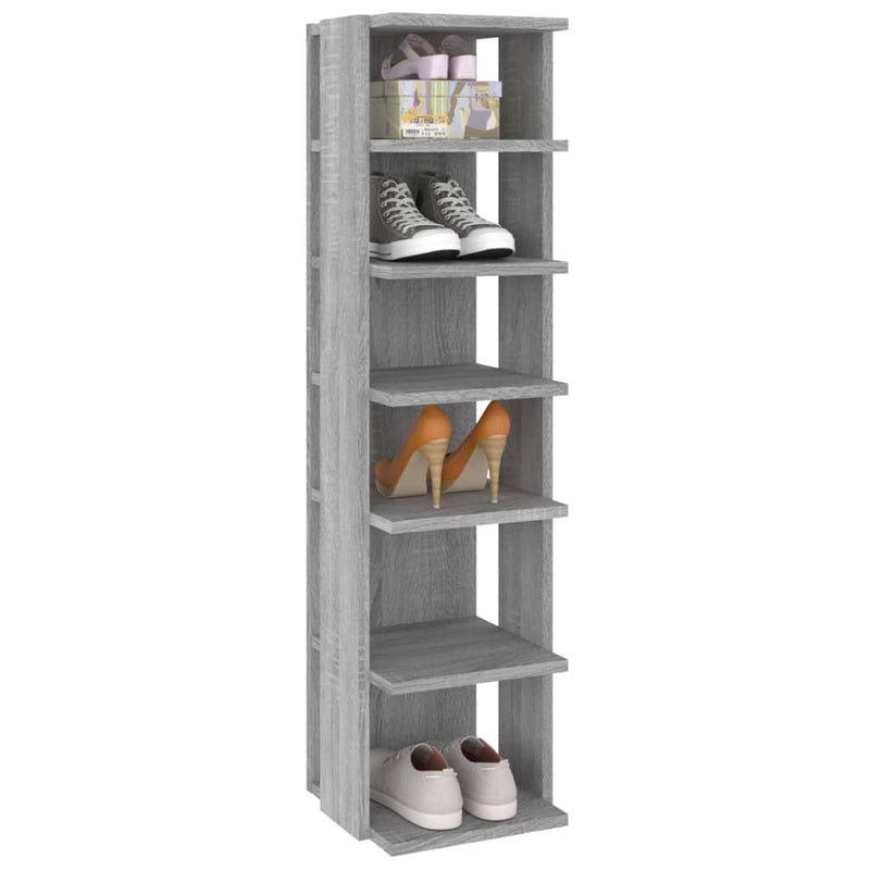 vidaXL 2 db szürke sonoma színű szerelt fa cipőtartó 27,5x27x102 cm