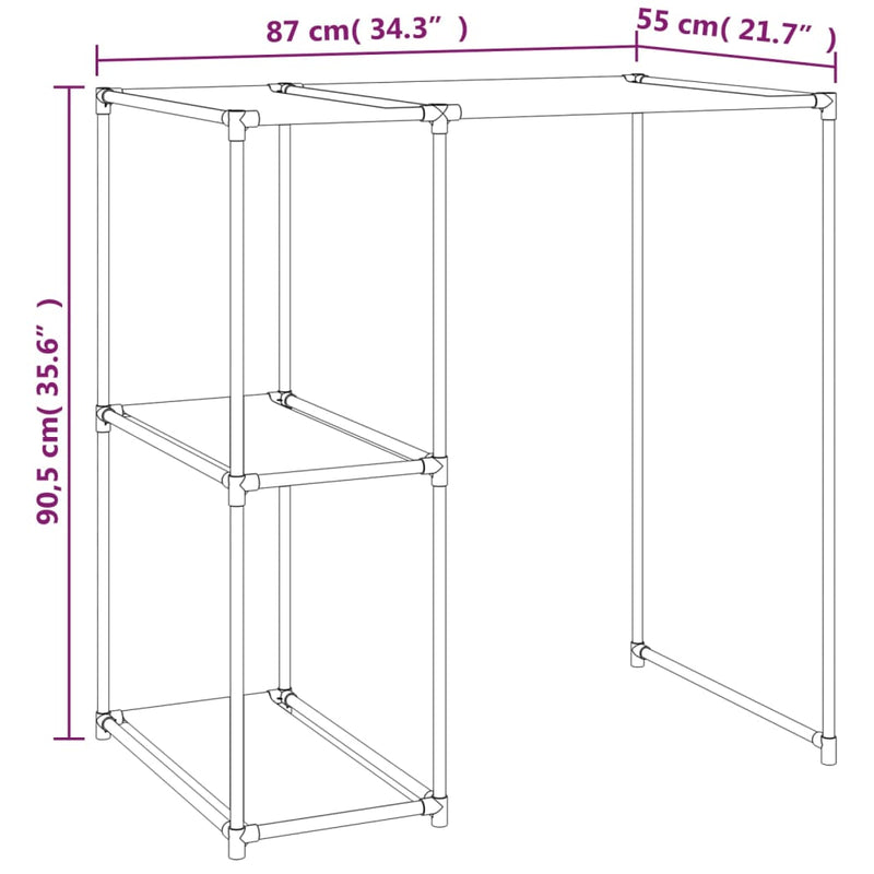 vidaXL 2 szintes fekete mosógép feletti tárolóállvány 87x55x90,5 cm