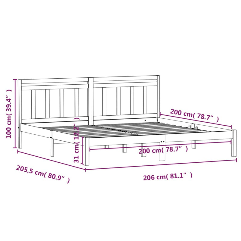 vidaXL mézbarna tömör fenyőfa ágykeret 200 x 200 cm
