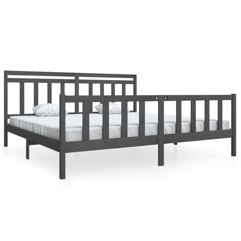 vidaXL szürke tömör fa ágykeret 200 x 200 cm