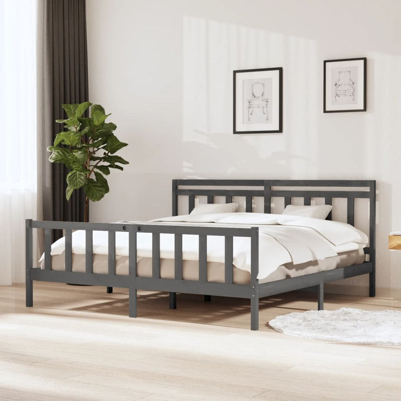 vidaXL szürke tömör fa ágykeret 200 x 200 cm