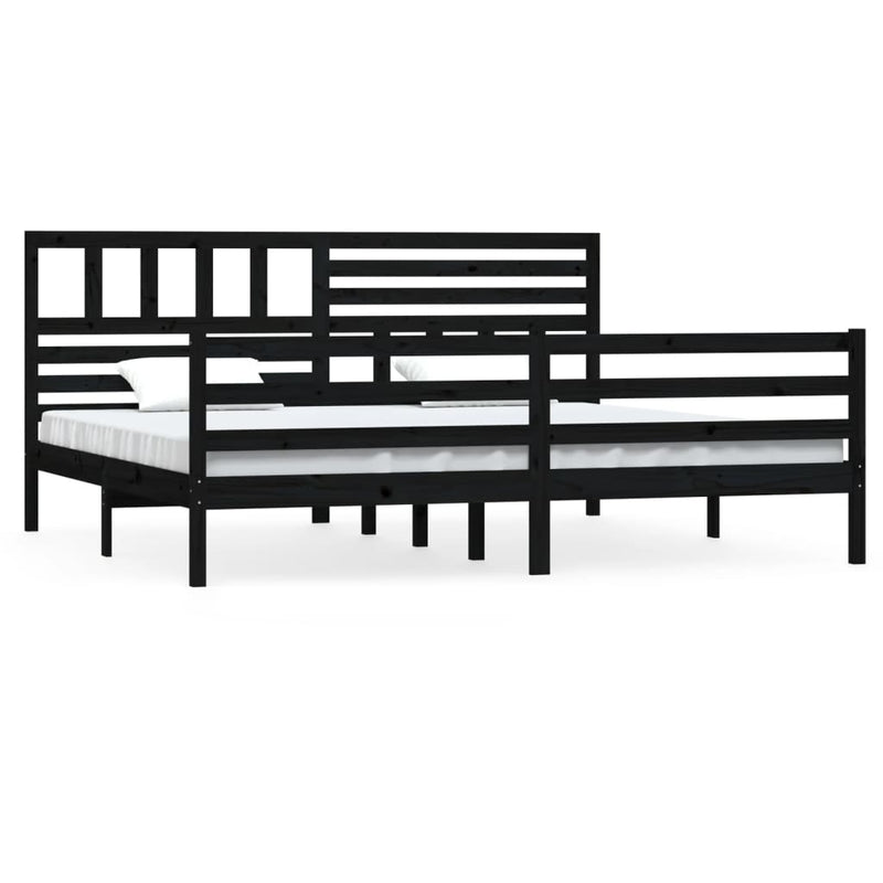vidaXL fekete tömör fa ágykeret 200 x 200 cm