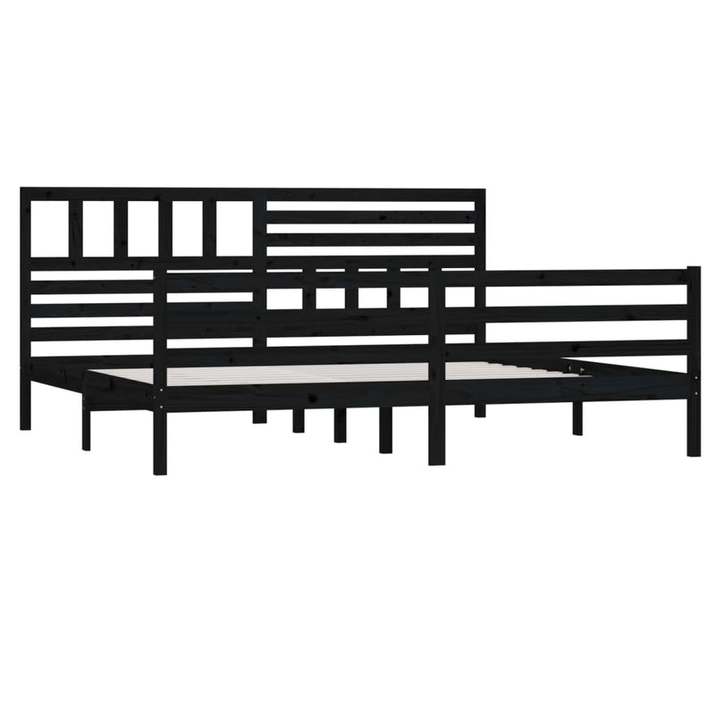 vidaXL fekete tömör fa ágykeret 200 x 200 cm