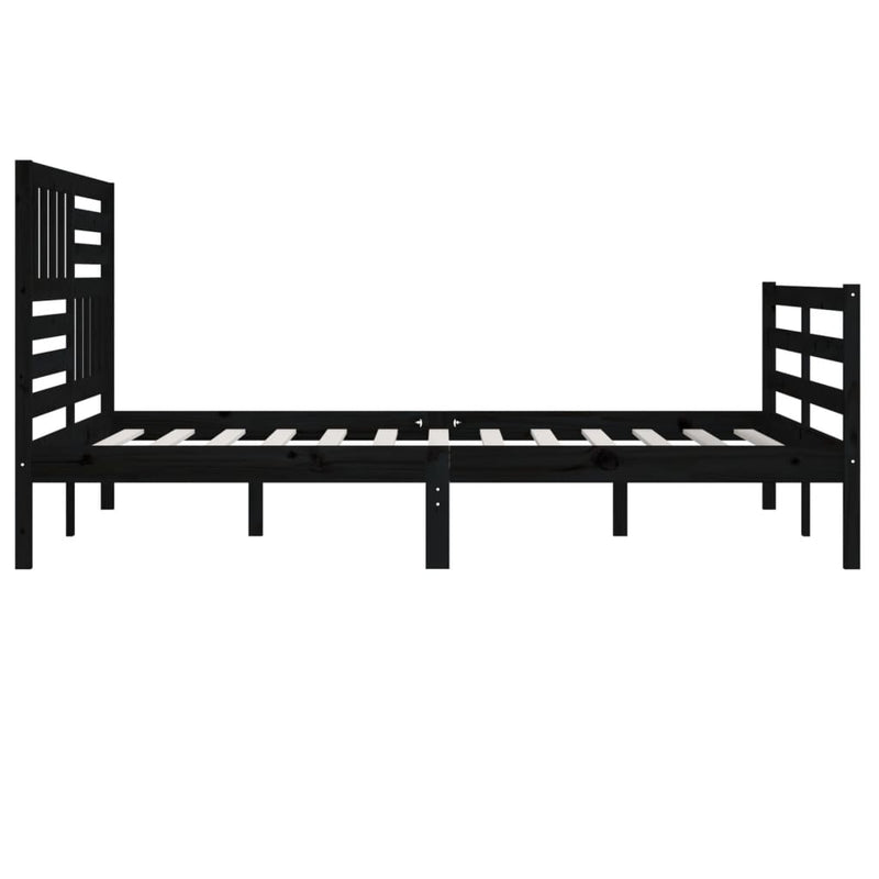 vidaXL fekete tömör fa ágykeret 200 x 200 cm