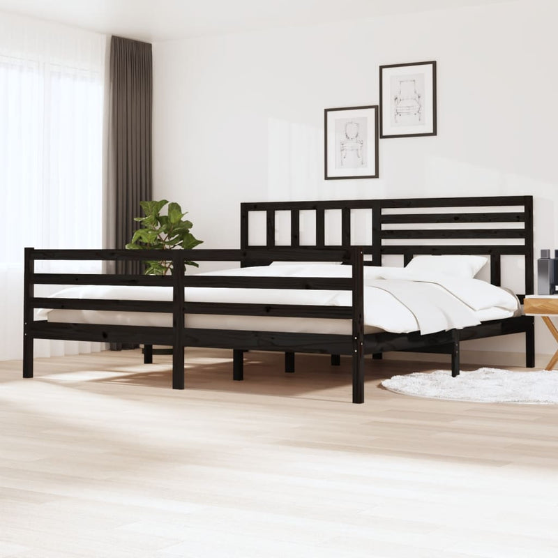 vidaXL fekete tömör fa ágykeret 200 x 200 cm