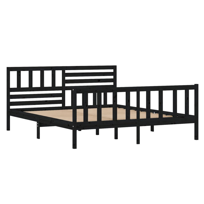 vidaXL fekete tömör fa ágykeret 140 x 190 cm