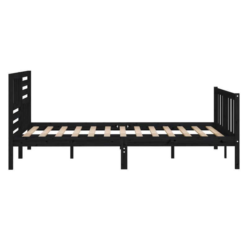 vidaXL fekete tömör fa ágykeret 140 x 190 cm