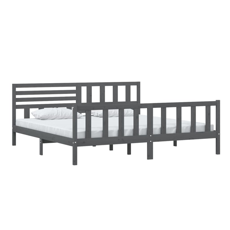 vidaXL szürke tömör fa ágykeret 200 x 200 cm