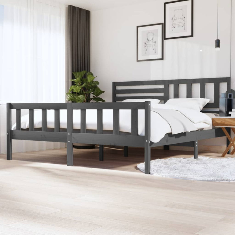 vidaXL szürke tömör fa ágykeret 200 x 200 cm