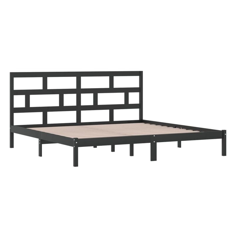 vidaXL fekete tömör fenyőfa ágykeret 200 x 200 cm