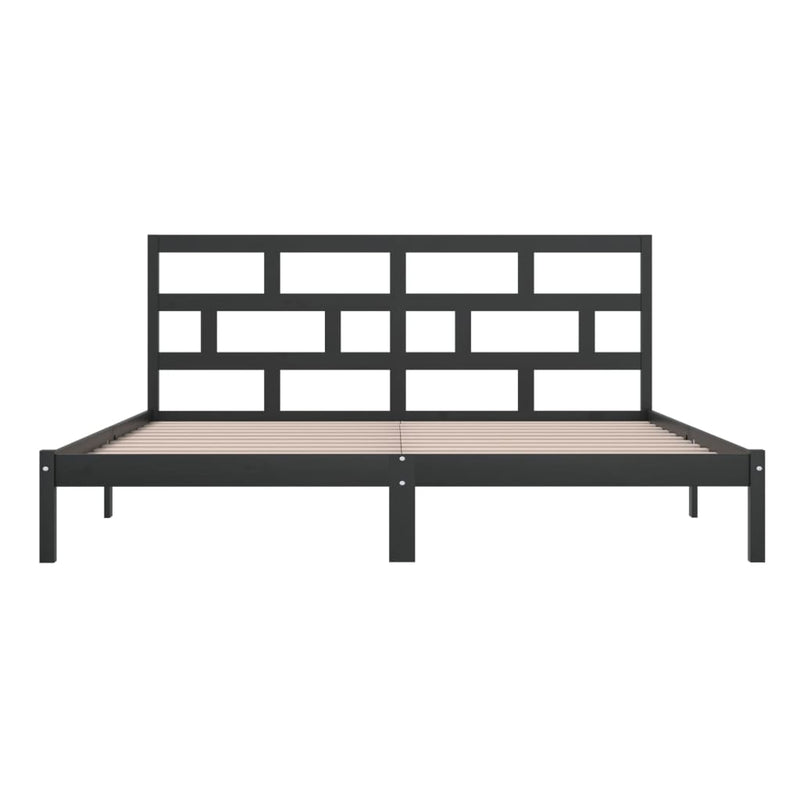 vidaXL fekete tömör fenyőfa ágykeret 200 x 200 cm