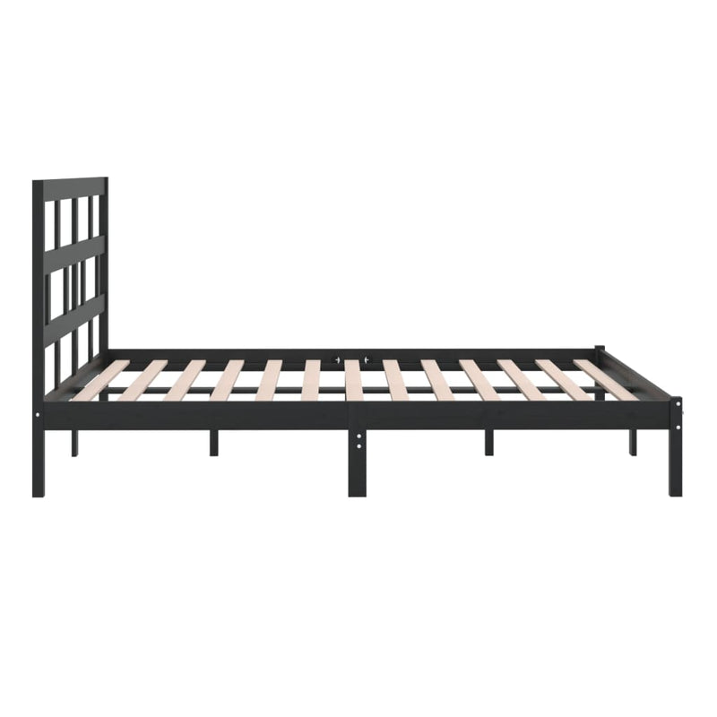 vidaXL fekete tömör fenyőfa ágykeret 200 x 200 cm