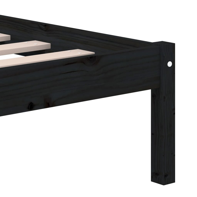 vidaXL fekete tömör fenyőfa ágykeret 200 x 200 cm