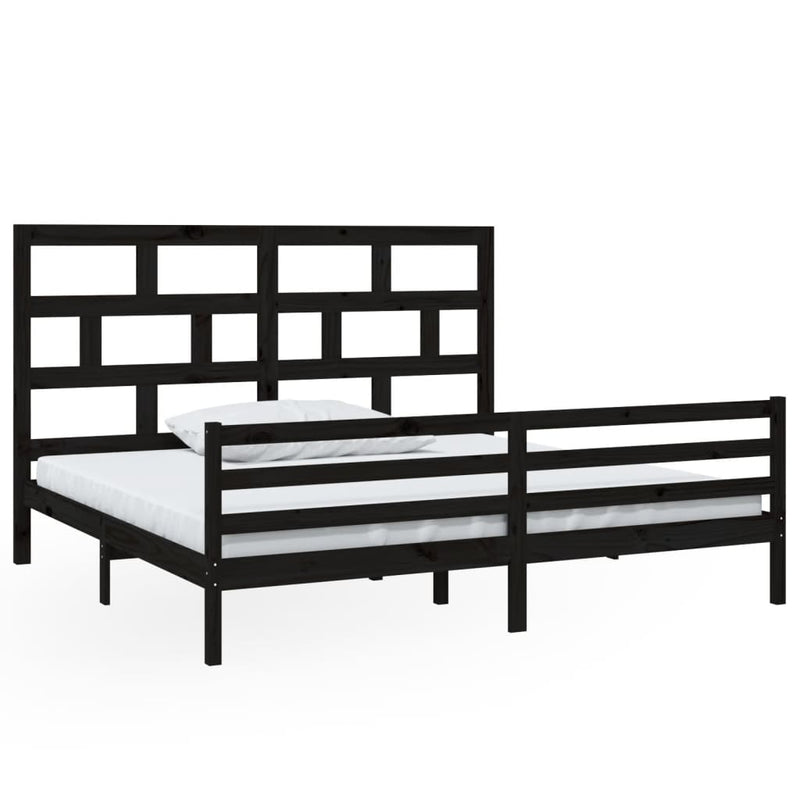 vidaXL fekete tömör fenyőfa ágykeret 200 x 200 cm