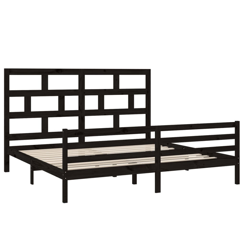 vidaXL fekete tömör fenyőfa ágykeret 200 x 200 cm