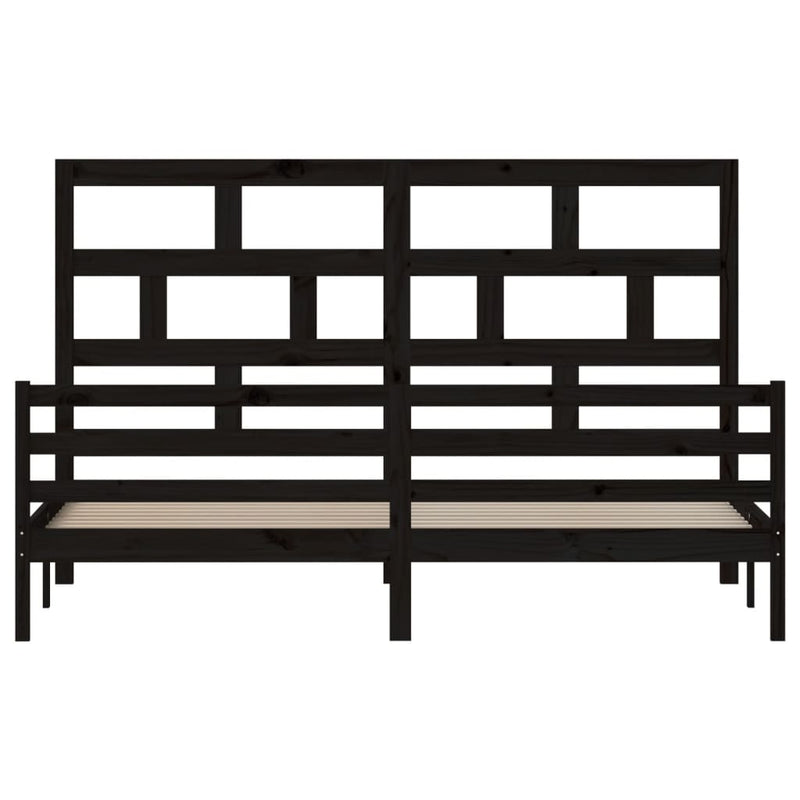 vidaXL fekete tömör fenyőfa ágykeret 200 x 200 cm