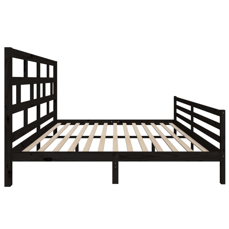 vidaXL fekete tömör fenyőfa ágykeret 200 x 200 cm