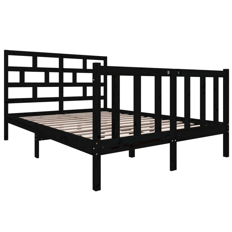 vidaXL fekete tömör fenyőfa ágykeret 140 x 190 cm