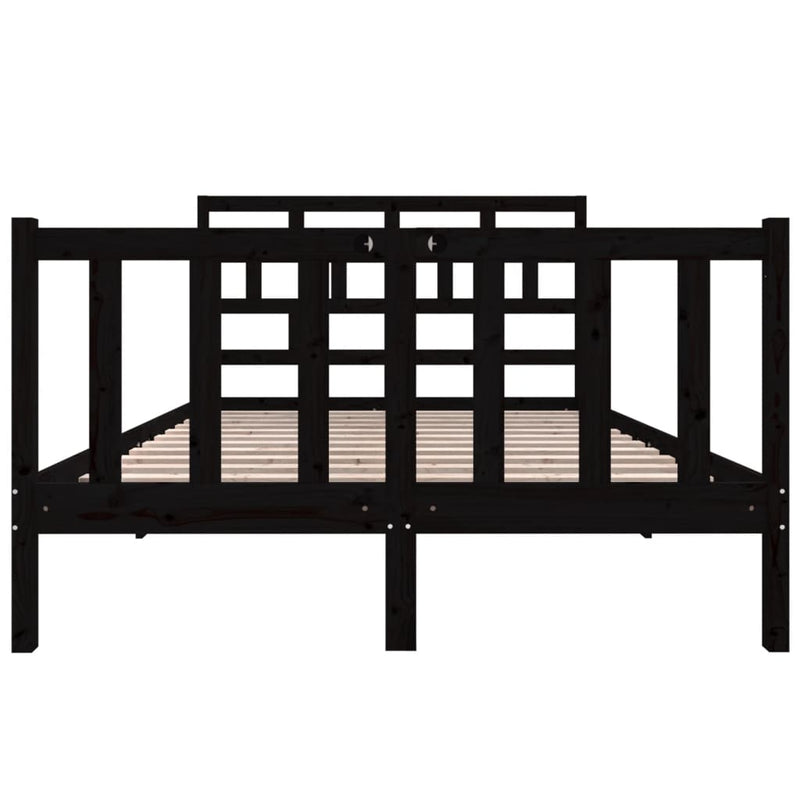 vidaXL fekete tömör fenyőfa ágykeret 140 x 190 cm