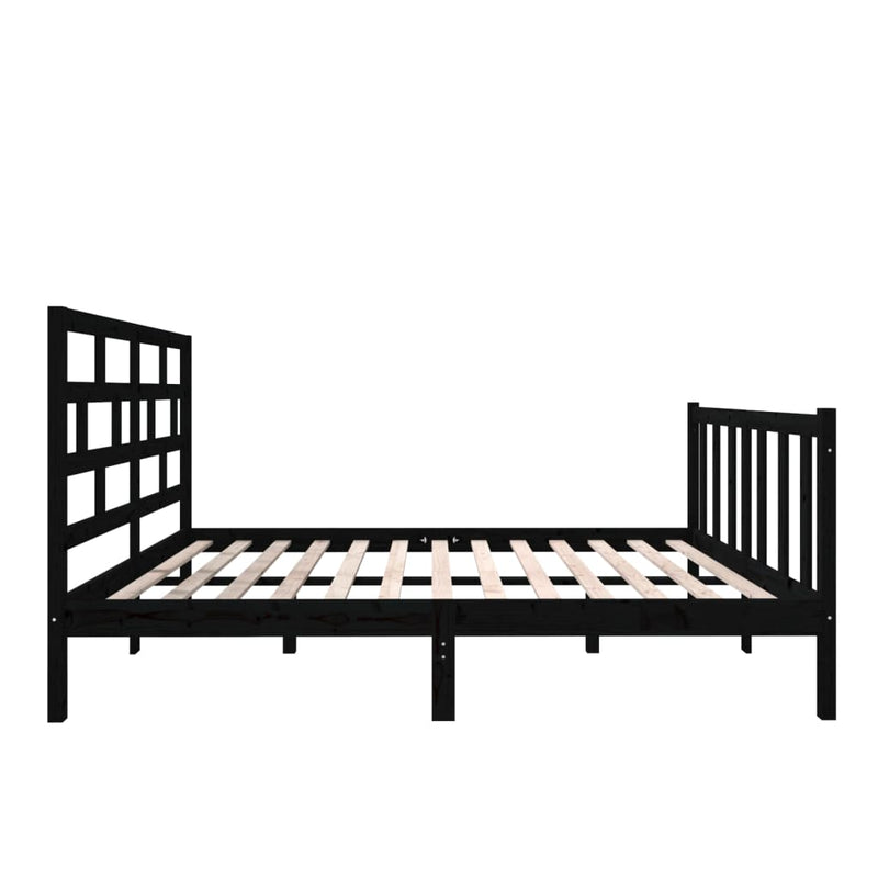 vidaXL fekete tömör fenyőfa ágykeret 140 x 190 cm