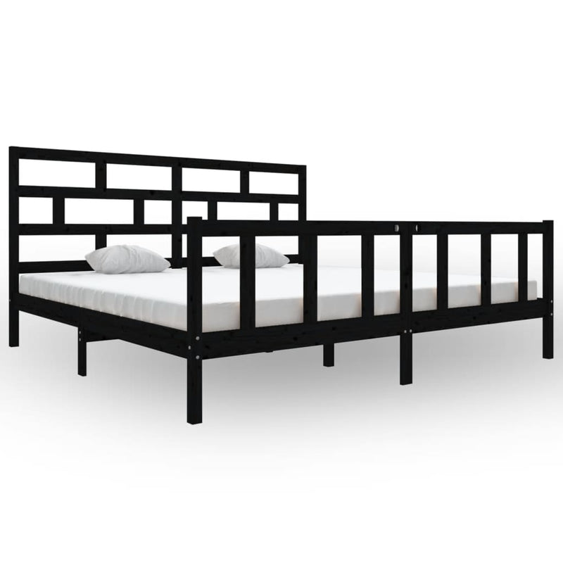 vidaXL fekete tömör fenyőfa ágykeret 200 x 200 cm