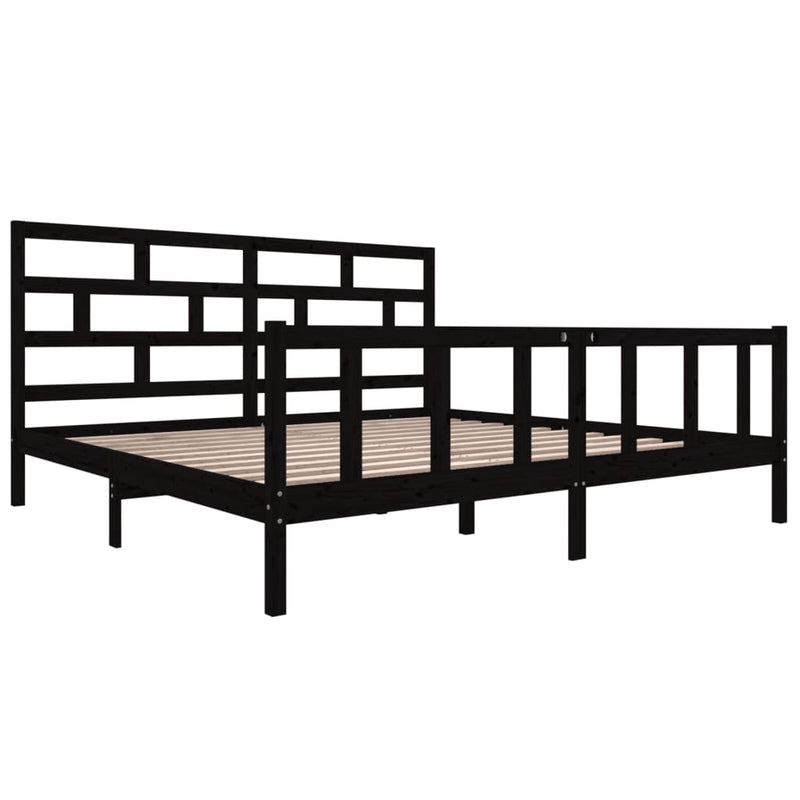 vidaXL fekete tömör fenyőfa ágykeret 200 x 200 cm