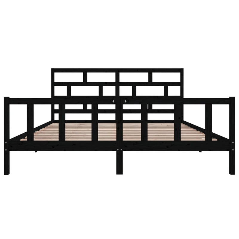 vidaXL fekete tömör fenyőfa ágykeret 200 x 200 cm