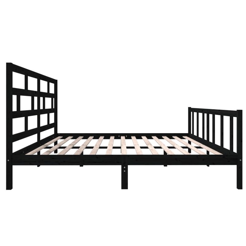 vidaXL fekete tömör fenyőfa ágykeret 200 x 200 cm