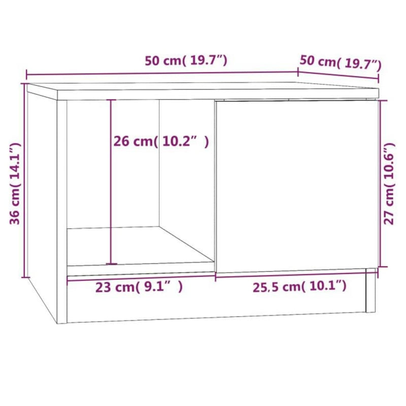 vidaXL sonoma tölgy színű szerelt fa dohányzóasztal 50 x 50 x 36 cm