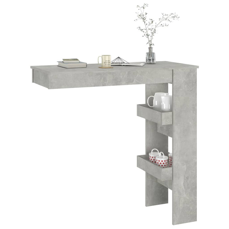 vidaXL betonszürke fatermék fali bárasztal 102 x 45 x 103,5 cm