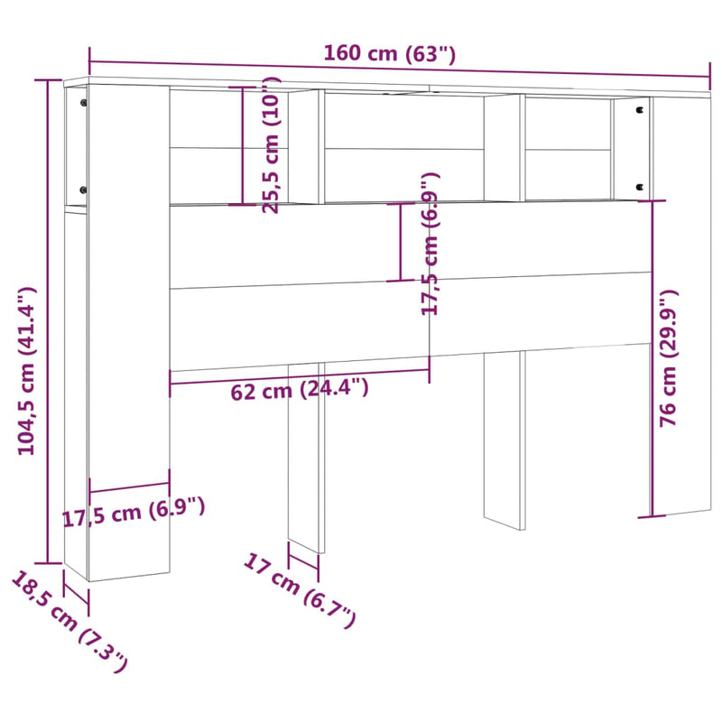 vidaXL betonszürke áthidaló szekrény 160 x 18,5 x 104,5 cm