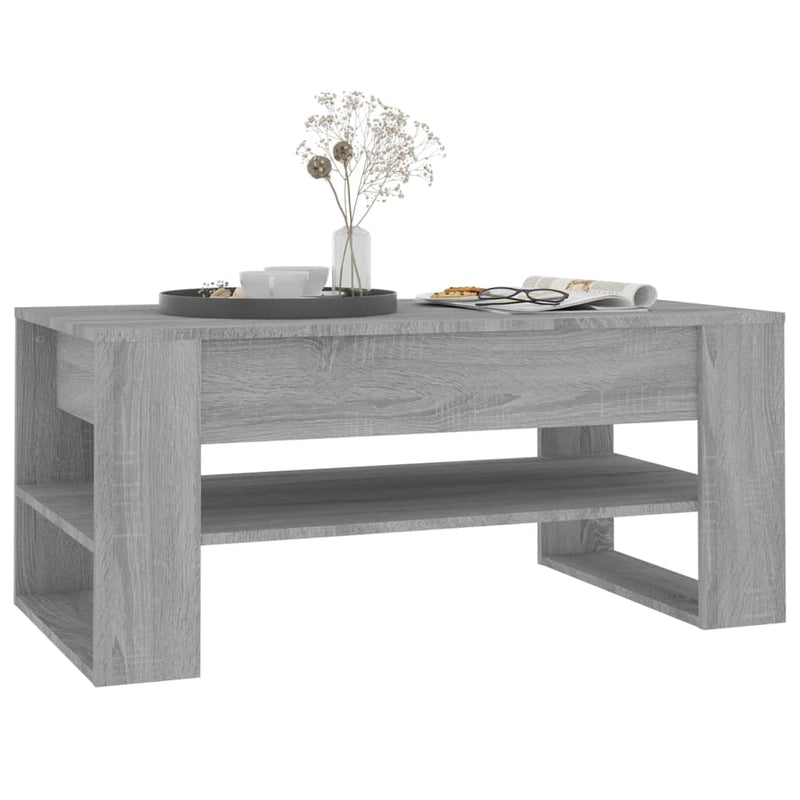 vidaXL szürke sonoma színű szerelt fa dohányzóasztal 102 x 55 x 45 cm