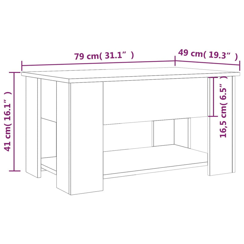 vidaXL fekete szerelt fa dohányzóasztal 79 x 49 x 41 cm