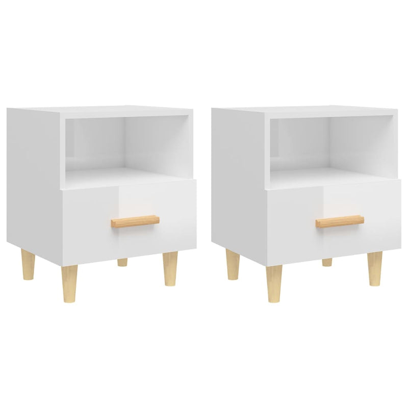 vidaXL 2 db magasfényű fehér éjjeliszekrény 40x35x47 cm