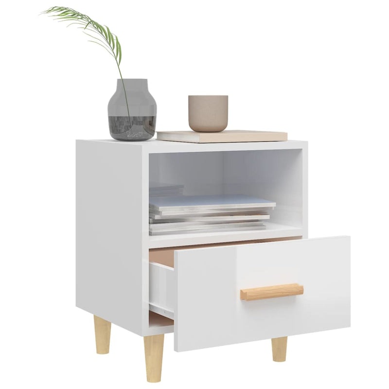 vidaXL 2 db magasfényű fehér éjjeliszekrény 40x35x47 cm