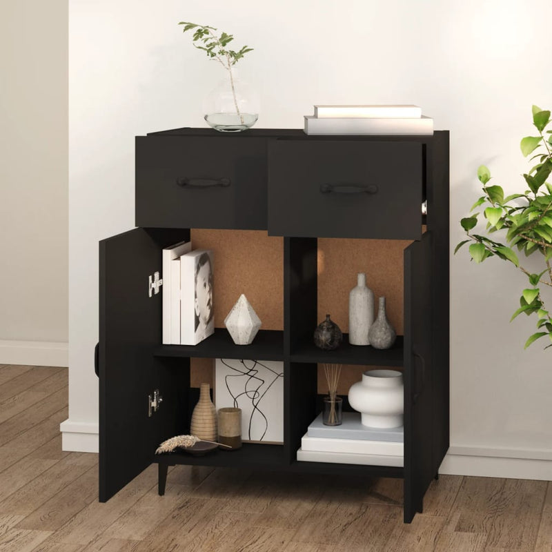 vidaXL fekete szerelt fa tálalószekrény 69,5 x 34 x 90 cm