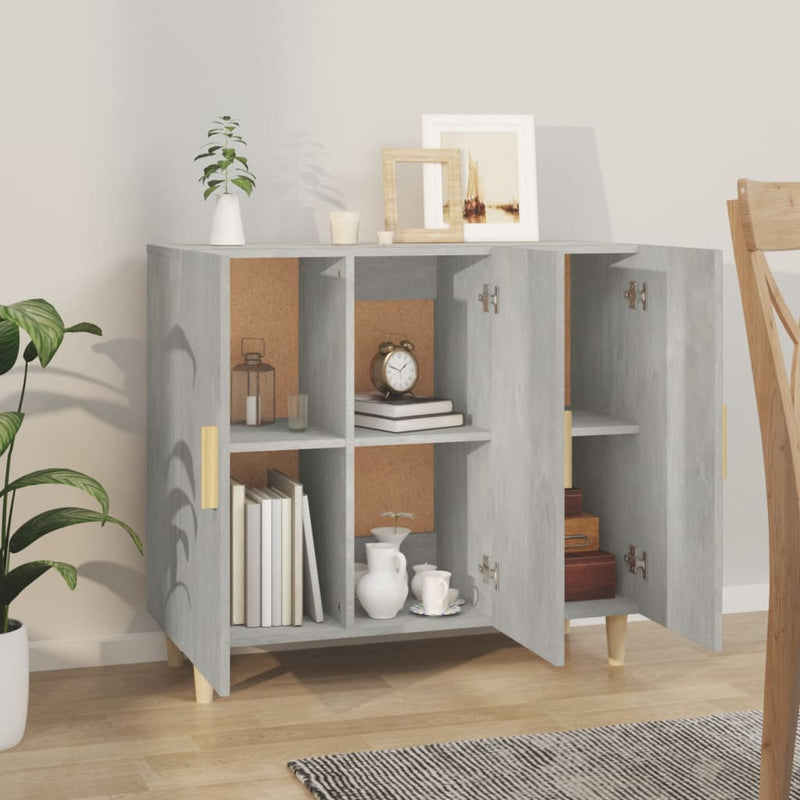 vidaXL betonszürke szerelt fa tálalószekrény 90 x 34 x 80 cm