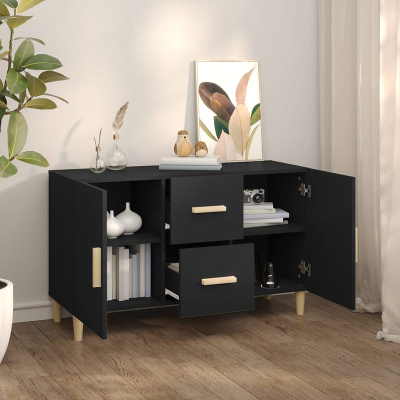 vidaXL fekete szerelt fa tálalószekrény 100 x 36 x 60 cm