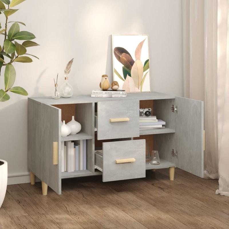 vidaXL betonszürke szerelt fa tálalószekrény 100 x 36 x 60 cm