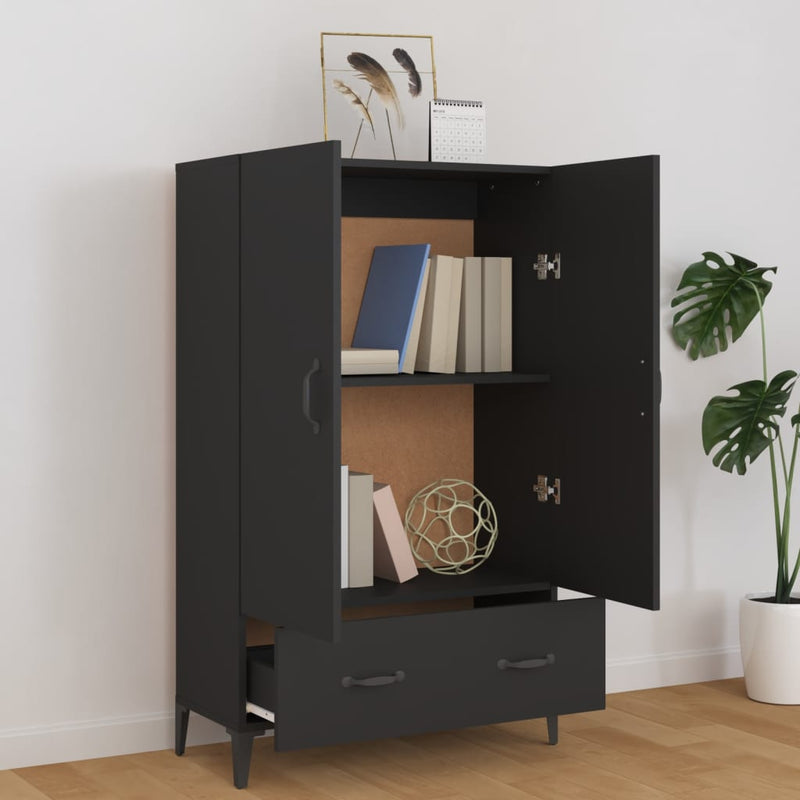 vidaXL fekete szerelt fa magasszekrény 70 x 31 x 115 cm