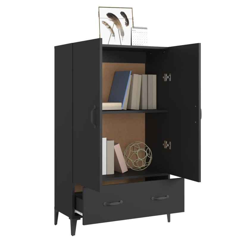 vidaXL fekete szerelt fa magasszekrény 70 x 31 x 115 cm