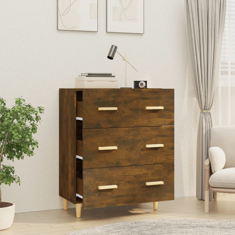 vidaXL füstös tölgyszínű szerelt fa tálalószekrény 70 x 34 x 90 cm