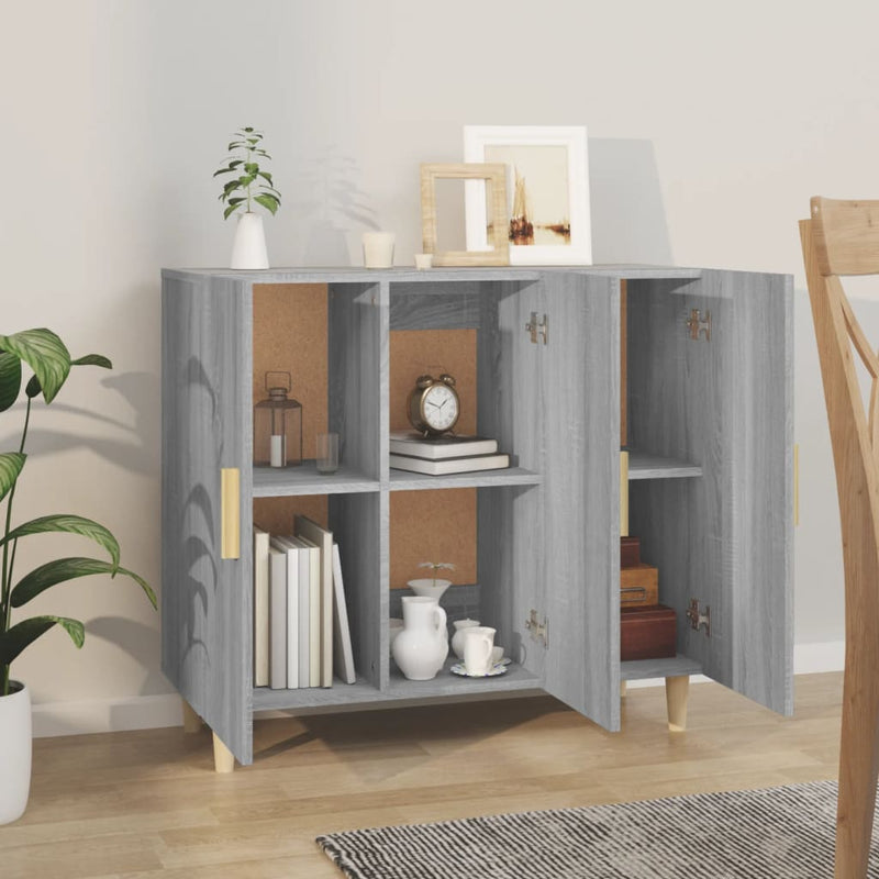 vidaXL szürke sonoma színű szerelt fa tálalószekrény 90 x 34 x 80 cm