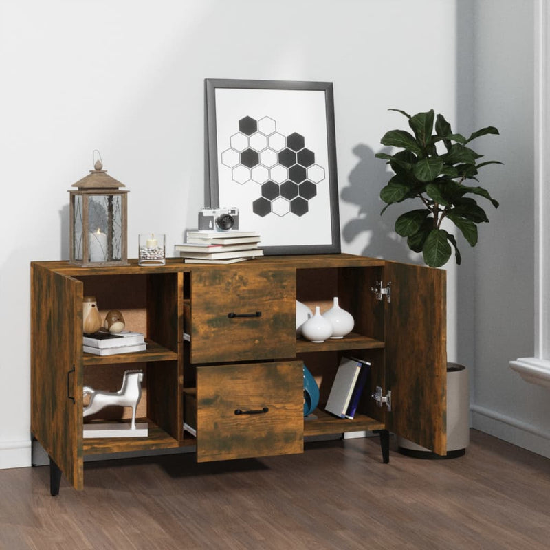 vidaXL füstös tölgy színű szerelt fa tálalószekrény 100 x 36 x 90 cm