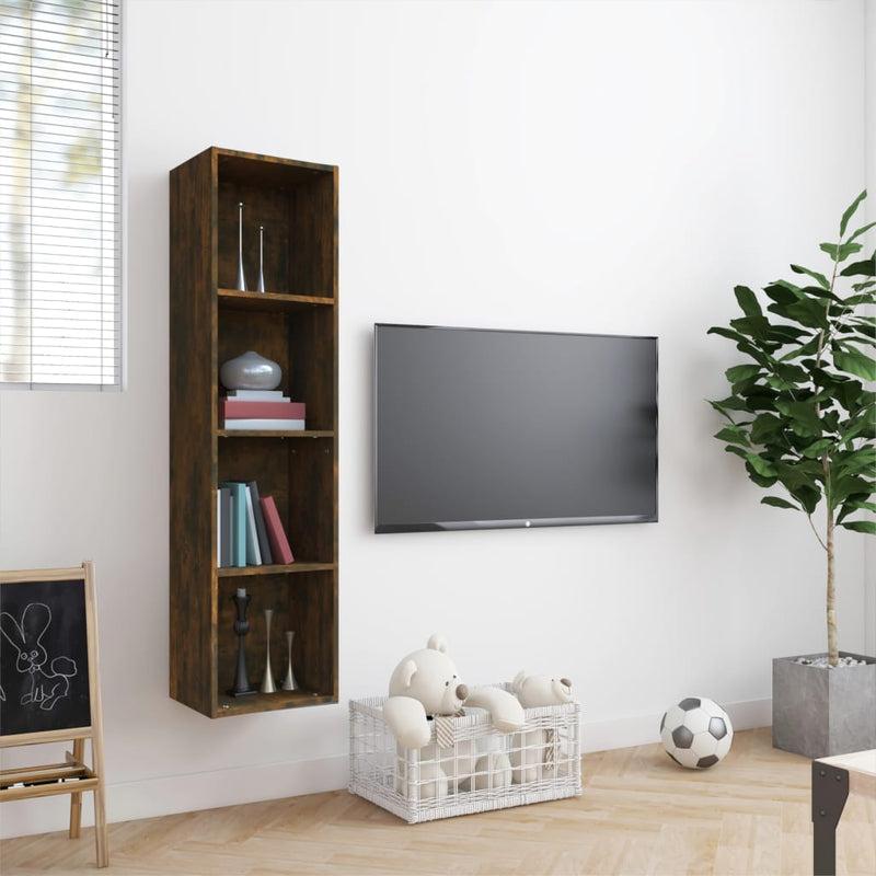 vidaXL füstös tölgy színű szerelt fa könyv-/TV-szekrény 143x30x36 cm