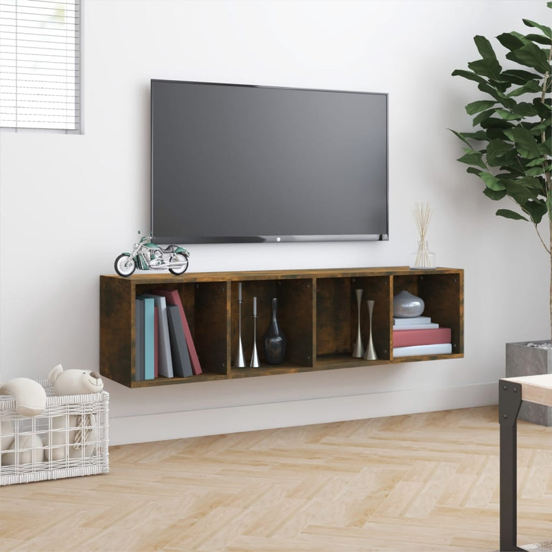 vidaXL füstös tölgy színű szerelt fa könyv-/TV-szekrény 143x30x36 cm