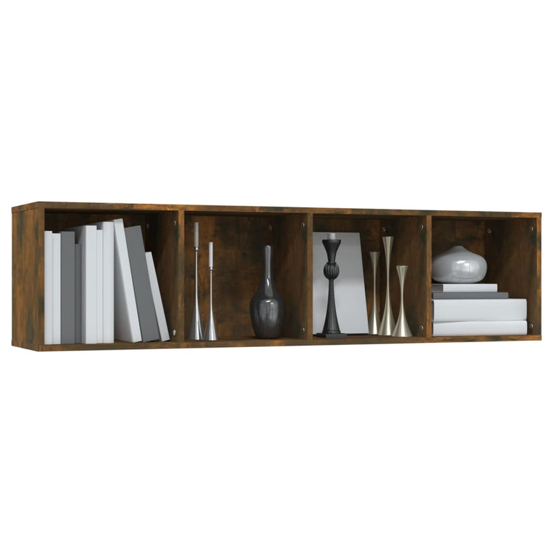vidaXL füstös tölgy színű szerelt fa könyv-/TV-szekrény 143x30x36 cm