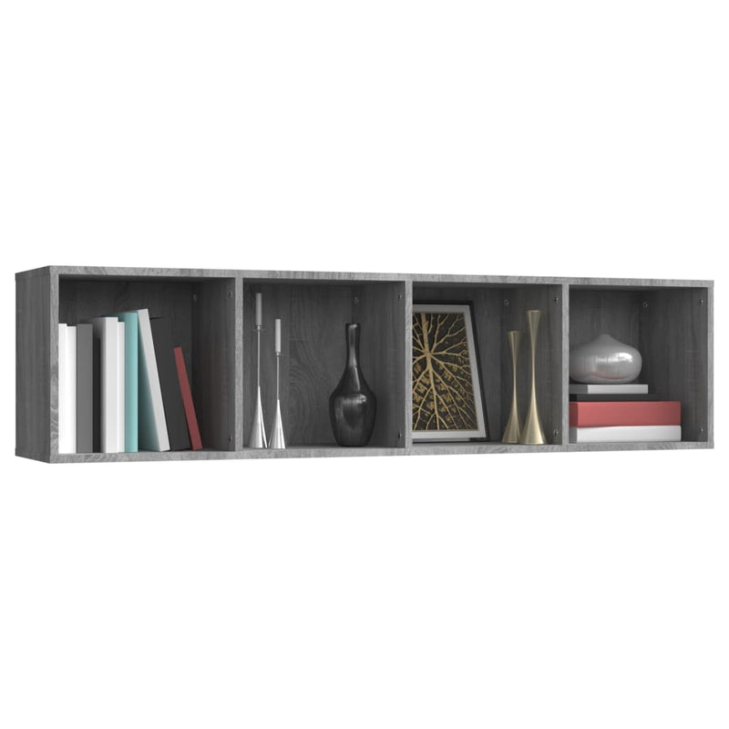 vidaXL szürke sonoma színű szerelt fa könyv-/TV-szekrény 143x30x36 cm